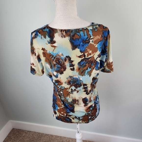 Vintage Suzie Women's Floral Short Sleeve Stretch Top Size XL - Picture 4 of 7